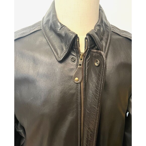 Vtg LL BEAN Goatskin Leather A2 Bomber Jacket Men's L Tall Brown Flight Coat USA - Picture 4 of 14